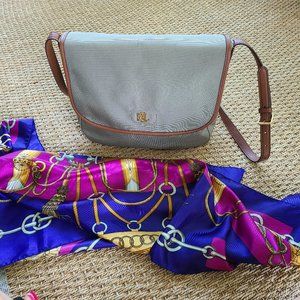 Lauren Ralph Lauren gray nylon and leather purse (tote bag)
